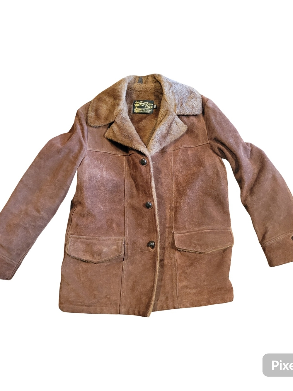 Vtg Men's Brown Suede Shearling-Lined Leather Jacket 42